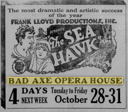 Bad Axe Opera House - 24 OCT 1924 AD